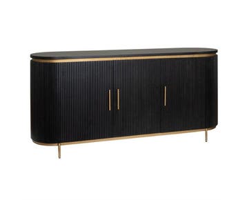 Tower Living Dressoir Rivello mangohout 180x45x85 cm - Zwart, Ophalen of Verzenden, Nieuw