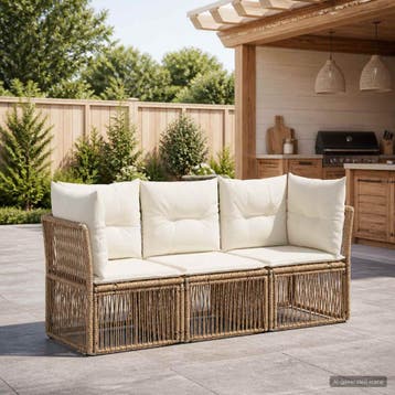 vidaXL Tuinbankenset 3 st Beige poly rattan, Verzenden, Nieuw, 3 zitplaatsen