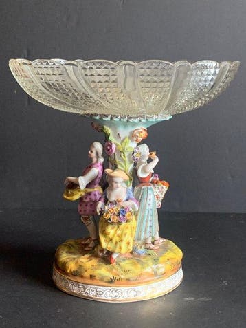 Carl Thieme - Tafelmiddenstuk - Porselein, Glas - Fruitmand