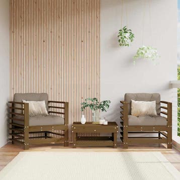 vidaXL Tuinstoelen 2 st massief grenenhout honingbruin, Tuin en Terras, Verzenden, Nieuw, Tuinset