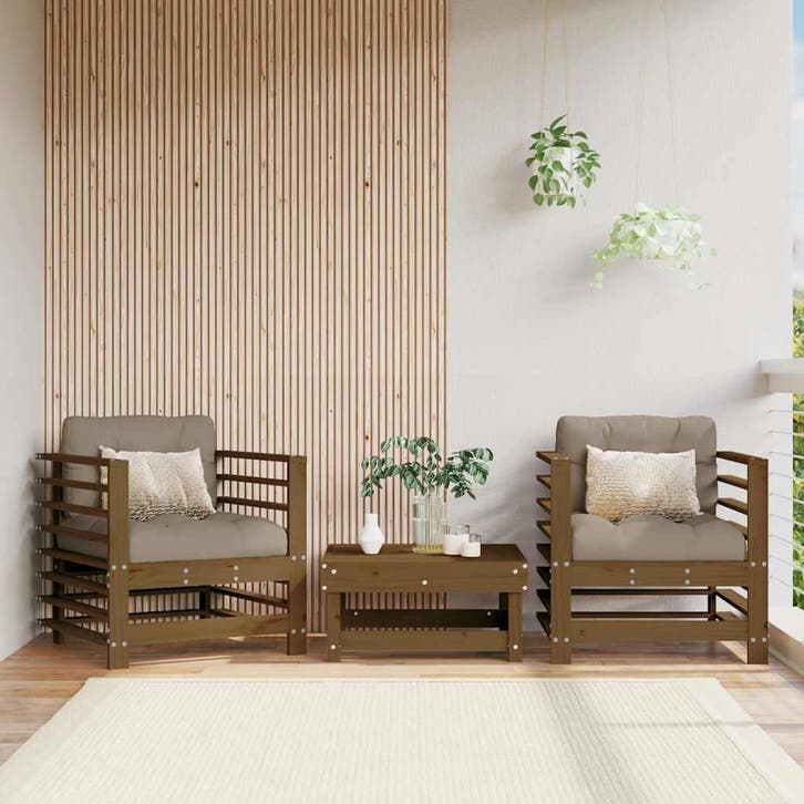 vidaXL Tuinstoelen 2 st massief grenenhout honingbruin, Tuin en Terras, Tuinsets en Loungesets, Tuinset, Nieuw, Verzenden