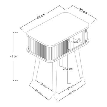 [en.casa] Bijzettafel Nordkapp 48x30x45 cm houtkleurig, Huis en Inrichting, Slaapkamer | Nachtkastjes, Verzenden, Nieuw
