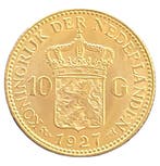 Gouden 10 gulden Wilhelmina 1927, Postzegels en Munten, Munten | Nederland, Verzenden, Goud, Koningin Wilhelmina, Losse munt