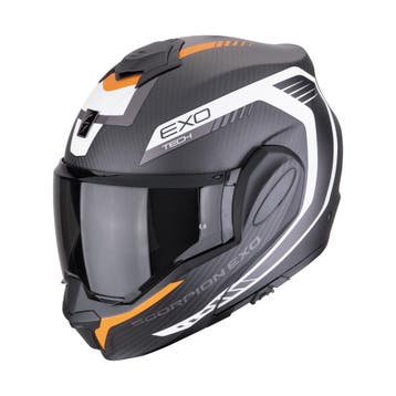 Scorpion EXO-Tech Evo Carbon Cosy Zwart Oranje Systeemhelm, Motoren, Systeemhelm, XXL, Nieuw met kaartje, Overige merken