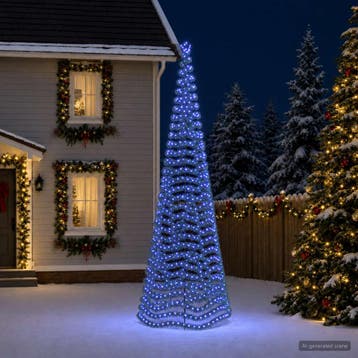 vidaXL Led-kerstboom met tinsel en grondpen EKENAS 500 cm, Verzenden, Nieuw