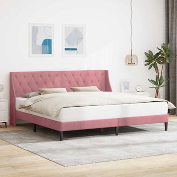 vidaXL Bedframe met hoofdeinde Roze 180 x 200 cm Fluweel, Verzenden, Nieuw, Tweepersoons, Stof