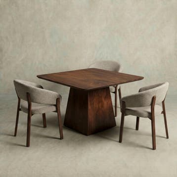 Mangohouten eettafel Mick vierkant bruin 110x110cm, Verzenden, Vierkant, Nieuw, Industriële meubels