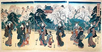 Cherry Blossom Viewing at Ueno – 1849-52 - Ukiyo-e woodblock