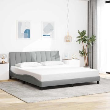 vidaXL Bedframe zonder matras Hanko stof lichtgrijs, Eenpersoons, Verzenden, Nieuw, 80 cm