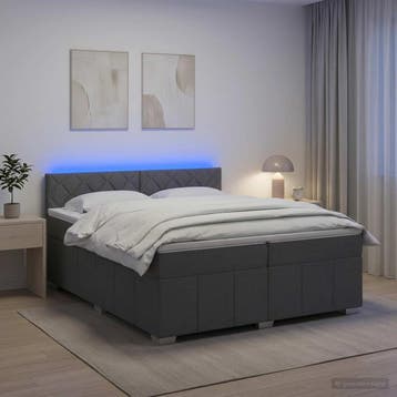 vidaXL Boxspringbed met matras Donkergrijs 200 x 200 cm Stof, Verzenden, Nieuw, Tweepersoons