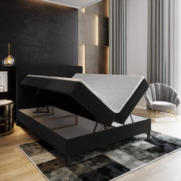 Opberg Boxspring Basic 140x200 Zwart - Direct Leverbaar!, Huis en Inrichting, Slaapkamer | Boxsprings, Zwart, 200 cm, Nieuw, Tweepersoons