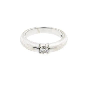Witgouden solitairring met diamant; 0,08 ct., Gebruikt, Ophalen of Verzenden, 17 tot 18, Met edelsteen