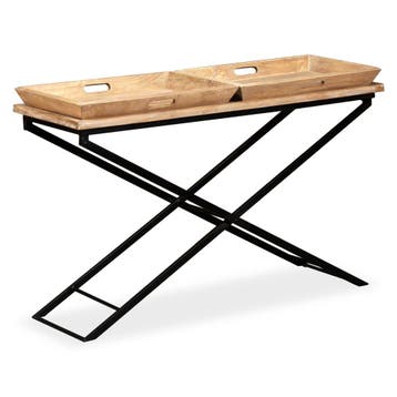 vidaXL Wandtafel 130x40x80 cm massief mangohout, Huis en Inrichting, Tafels | Salontafels, Minder dan 50 cm, 100 tot 150 cm, Verzenden