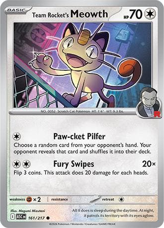 Team Rockets Meowth 161/217 Ascended Heroes, Ophalen of Verzenden, Nieuw, Losse kaart, Foil
