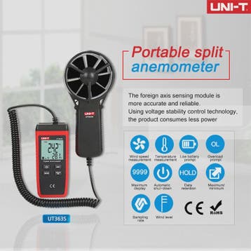UNI-T UT363S Digitale Anemometer - Windsnelheid & Temperatuu, Verzenden, Nieuw