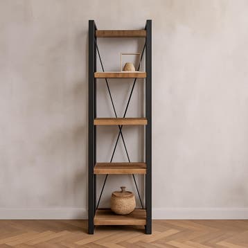 Boekenkast Mangohout Britt 55 cm, Verzenden, Nieuw, Overige houtsoorten, Industriële meubels
