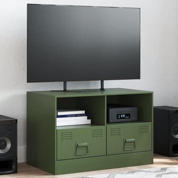 vidaXL Tv-meubel 67x39x44 cm staal olijfgroen, Verzenden, Nieuw, Metaal