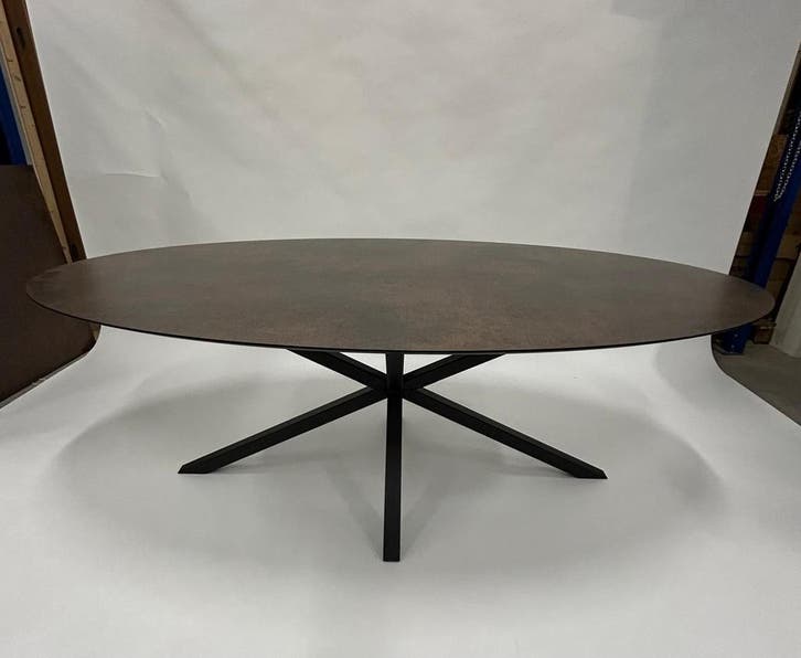 HPL Eetkamertafel met onderstel, Huis en Inrichting, Tafels | Eettafels, 100 tot 150 cm, 200 cm of meer, Ovaal, Vijf personen of meer
