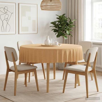 vidaXL Tafelkleed Rond Beige Ø 180 cm, Huis en Inrichting, Tafelkleden, Verzenden, Nieuw
