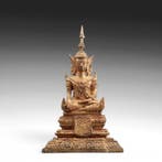 Verguld bronzen buddha - circa 1900/begin 20e eeuw - Beeld -, Antiek en Kunst