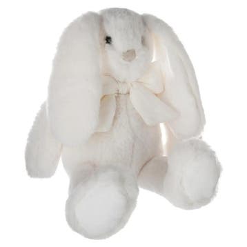 Konijn knuffel met strikje - zachte pluche - creme wit - 30, Verzenden, Nieuw