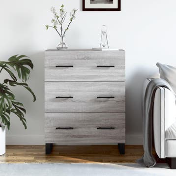 vidaXL Dressoir 69,5x34x90 cm bewerkt hout grijs sonoma, Verzenden, Nieuw, 50 tot 100 cm, 25 tot 50 cm