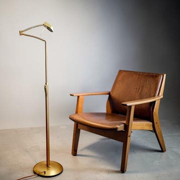 Swingarm vloerlamp - Staal - Gearticuleerde Mid-Century
