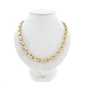 Bicolor gouden schakelcollier (Ketting), Sieraden, Tassen en Uiterlijk, Kettingen, Ophalen of Verzenden, Gebruikt, Overige kleuren