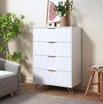 Ladekast 4–6 Lades – Wit Dressoir met Gouden Handgrepen, Huis en Inrichting, Verzenden, Nieuw