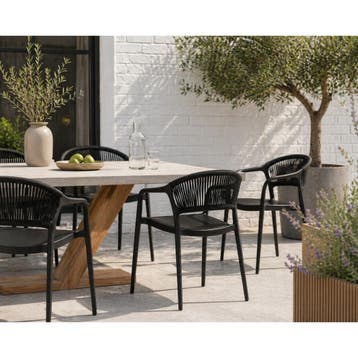 DS4U - Liv tuinstoel - Set van 2 - Zwart - Kunststof -, Ophalen of Verzenden, Nieuw, Zwart