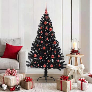 vidaXL Kunstmatig Voorverlicht Kerstboom met 150 LED Zwart, Verzenden, Nieuw