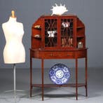 Maple & Co Salonkast  vitrinekast ca 1870 mahonie met inleg, Ophalen of Verzenden