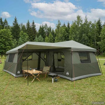 vidaXL Familietent met regenhuif, waterafstotend 14-persoons, Verzenden, Nieuw, Tot en met 2