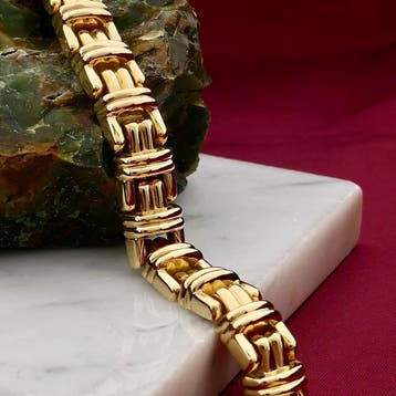 Vintage gouden fantasie schakelarmband | 18,5 cm, Ophalen of Verzenden, Gebruikt, Goud, Goud