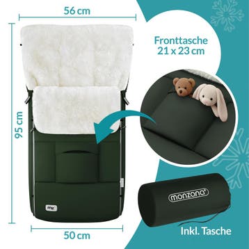 Voetenzak voor kinderwagen Grijsgroen gevoerd (Voor in Huis), Verzenden, Nieuw