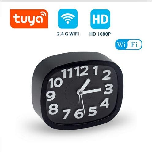 Spioncamera in analoge klok SD-kaartopname Wifi app, Audio, Tv en Foto, Videobewaking, Verzenden
