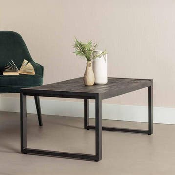 Salontafel Mangohout Britt 110 Zwart, Huis en Inrichting, Tafels | Salontafels, Verzenden, Nieuw, Industriële meubels, Overige vormen