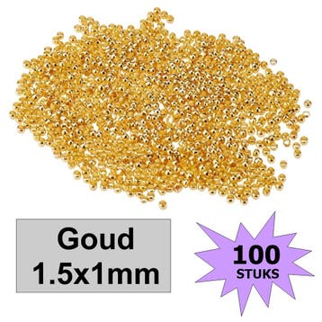 Fako Bijoux - Knijpkralen - Crimp Beads - Metaal - 1.5x1mm -, Verzenden, Nieuw