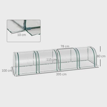 Outsunny Tunnelkas met Stalen Frame, PVC Folie en Roll-up De, Verzenden, Nieuw
