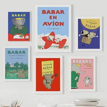 Babar Poster Canvas - Sprookjes Kunst voor Kinderkamer & Bab, Verzenden, Nieuw