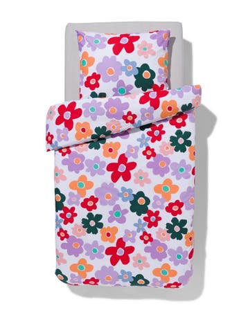 HEMA Kinderdekbedovertrek 140x200cm zacht katoen bloemen, Verzenden, Nieuw