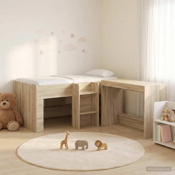 vidaXL Hoge Bed Frame met Bureau voor Kinderen 2 st Sonoma, Huis en Inrichting, Slaapkamer | Bedden, Verzenden, Nieuw, Bruin, Hout