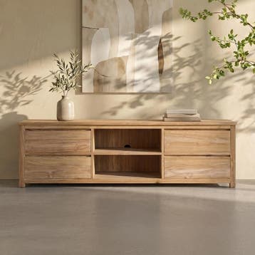 *WOONWINKEL* Tower Living Corona Hoog Tv-meubel Teak - 4 Lad, Verzenden, Nieuw