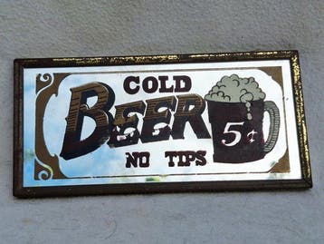 Cold Beer 5 ct , no tips - Reclamebord - Glas en metaal