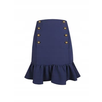 Pinko • donkerblauwe rok met gouden knopen • XS (IT40), Kleding | Dames, Pinko, Nieuw, Maat 34 (XS) of kleiner, Verzenden