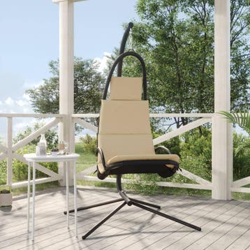 vidaXL Schommelstoel met kussen Oxford-stof en staal, Tuin en Terras, Verzenden, Nieuw, Metaal