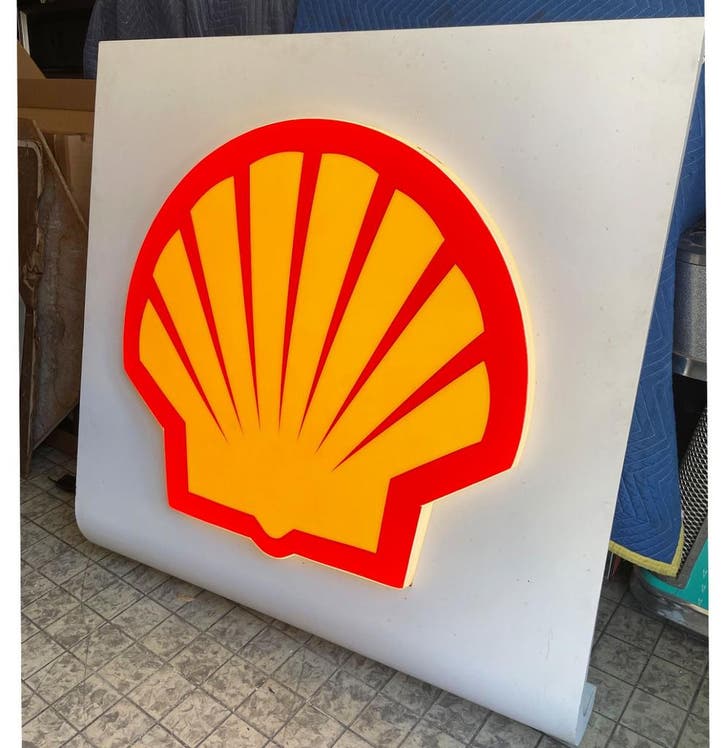 Shell Logo Lichtbak Groot 125 x 120 cm Vintage, Verzamelen, Merken en Reclamevoorwerpen, Ophalen