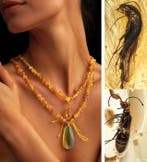 Zeldzame gouden Baltische barnsteenhanger - inclusies van