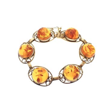 8 karaat armband met barnsteen (Schakelarmband), Gebruikt, Overige kleuren, Ophalen of Verzenden, Met edelsteen