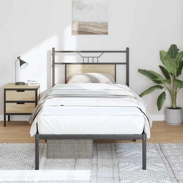 vidaXL Bedframe zonder matras hout sonoma eikenkleurig, Eenpersoons, Bruin, Verzenden, Nieuw